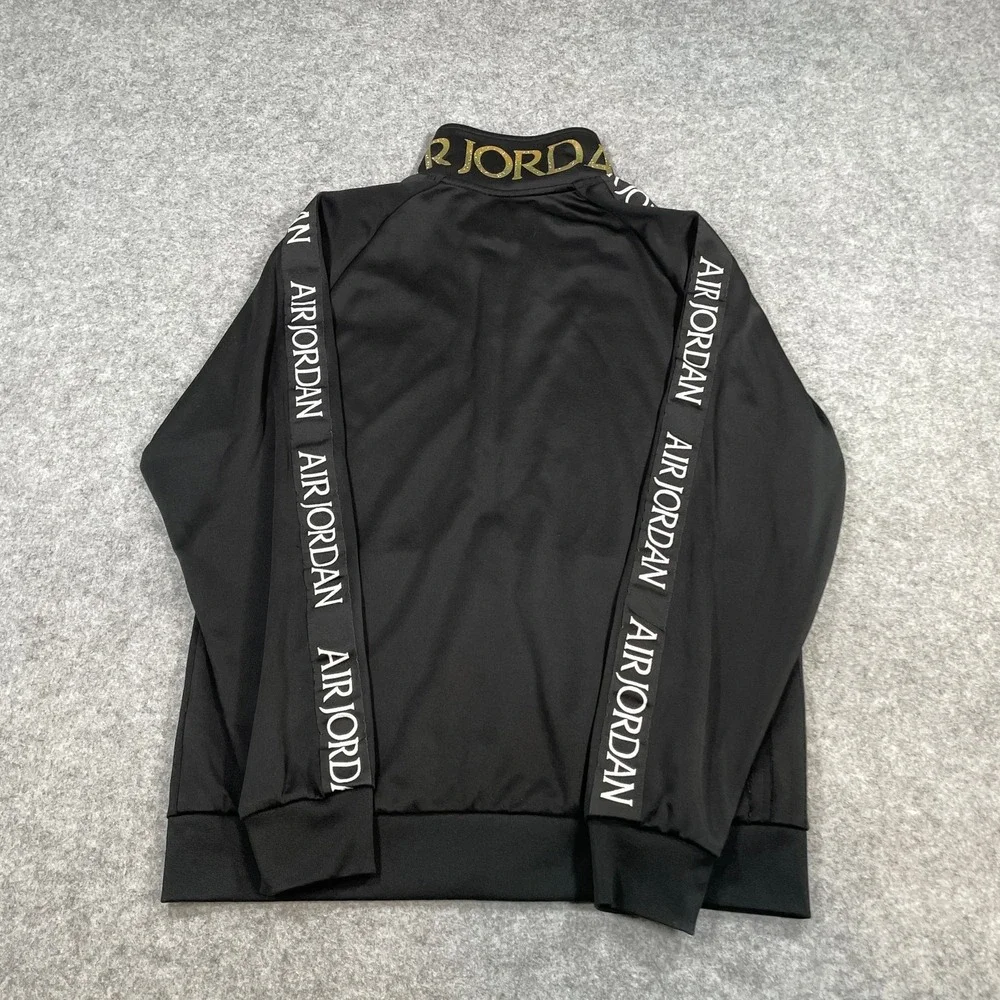 Jordan Mens Track Jacket M Black Gold Foil Jumpman Logo Sleeve Taping Zip Up